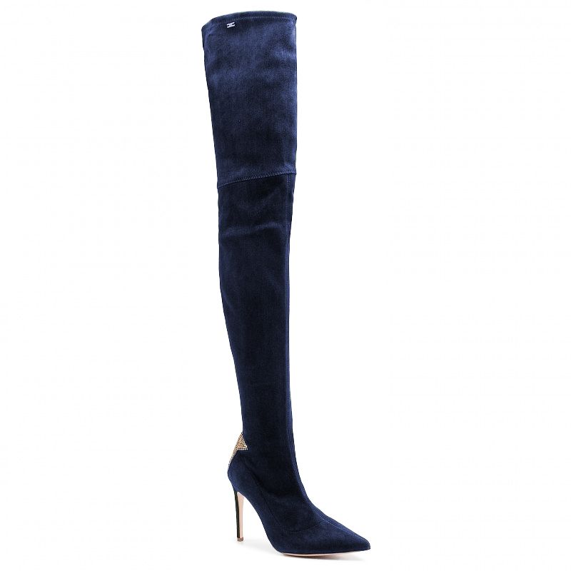 Blue Calfskin Women Boot