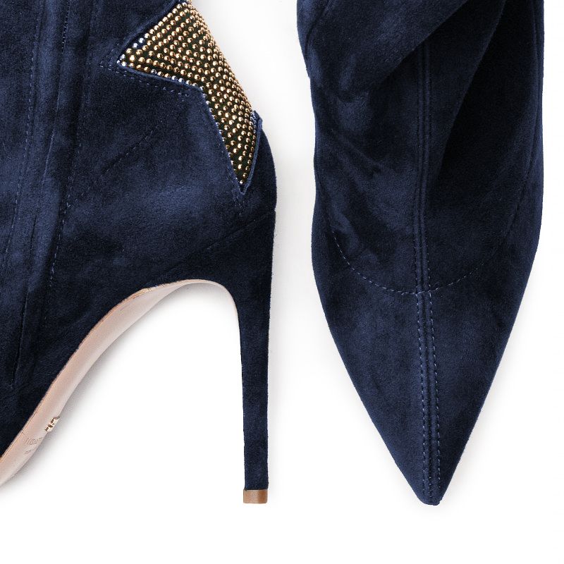 Blue Calfskin Women Boot