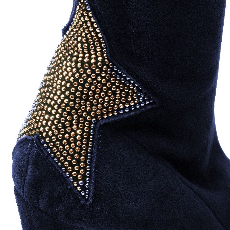 Blue Calfskin Women Boot
