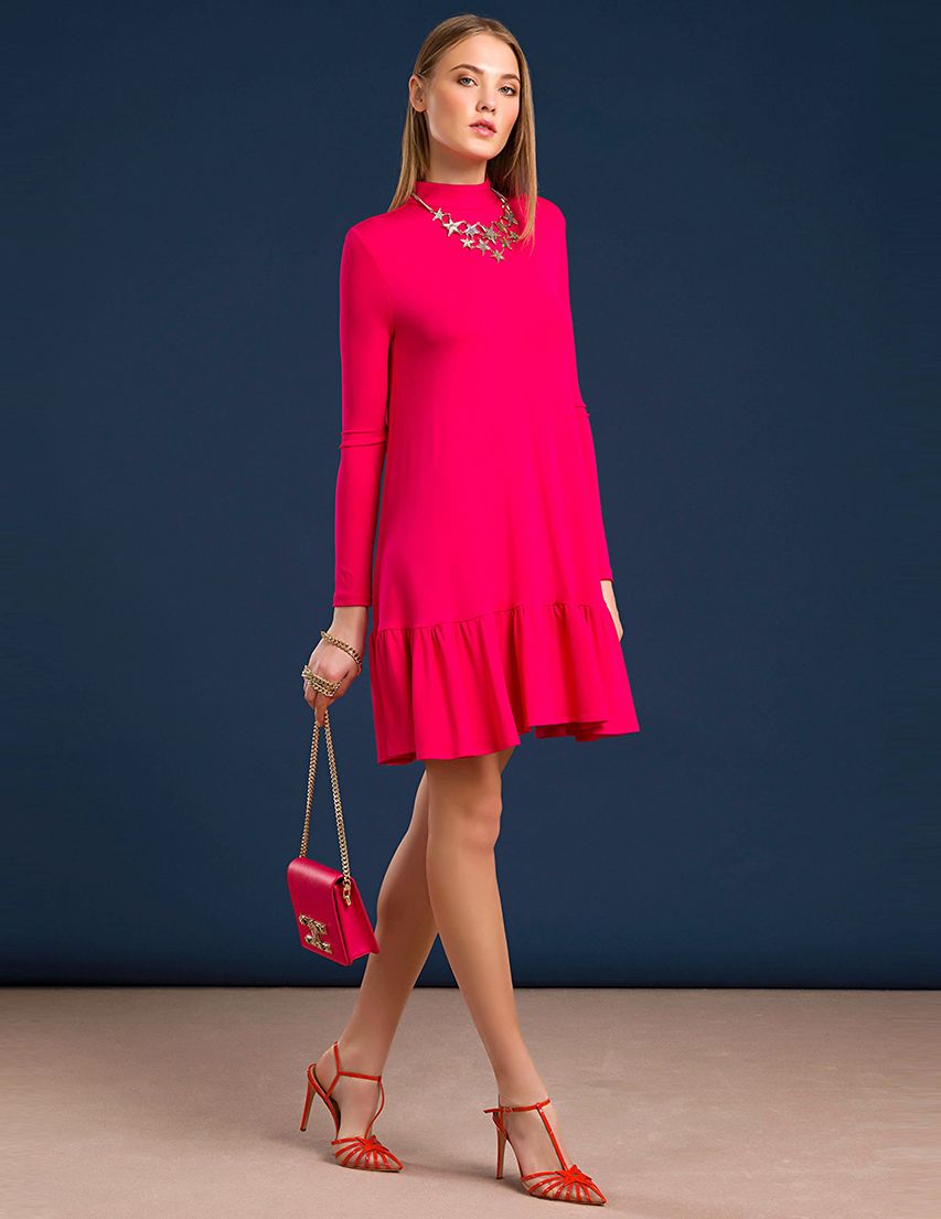 Fuchsia Viscose Women Dress