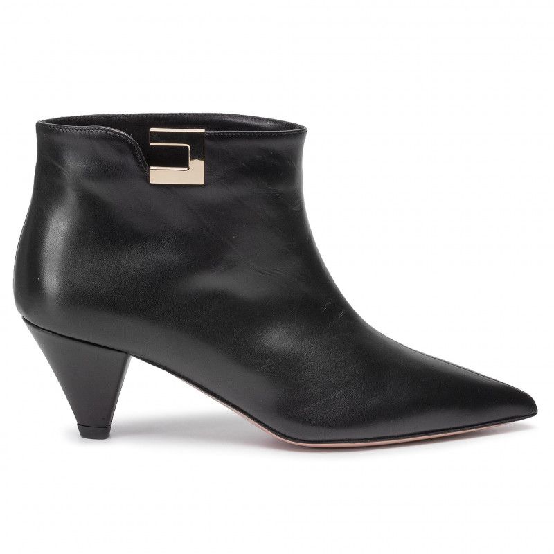 Black Calfskin Women Ankle Boot