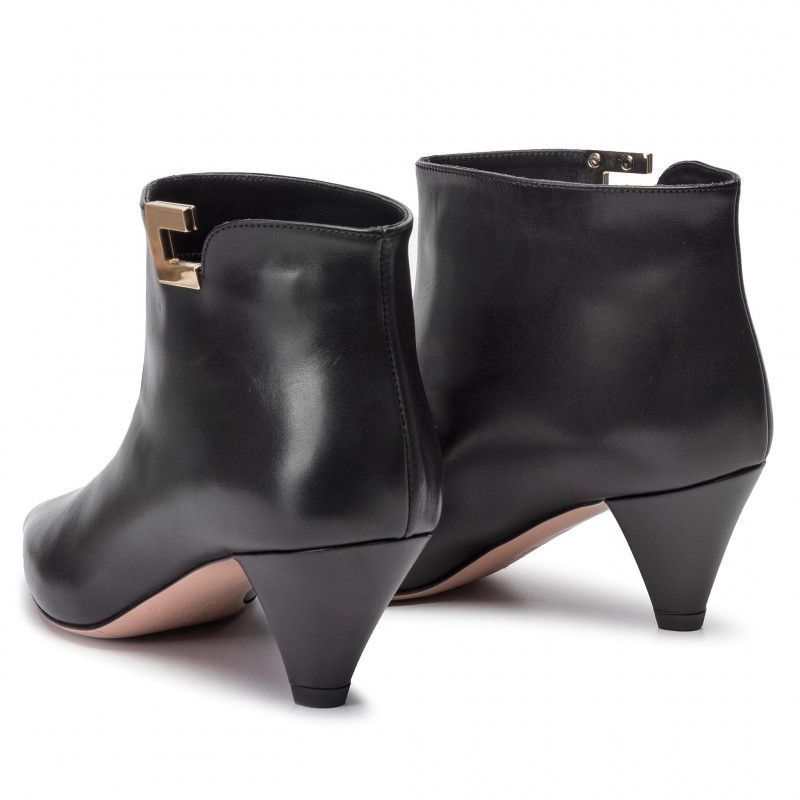 Black Calfskin Women Ankle Boot