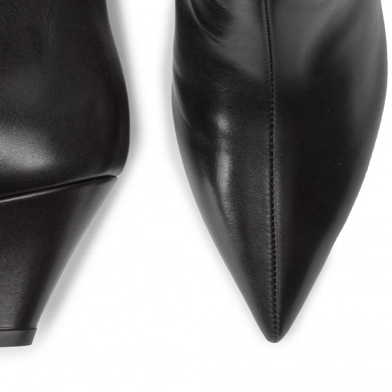 Black Calfskin Women Ankle Boot