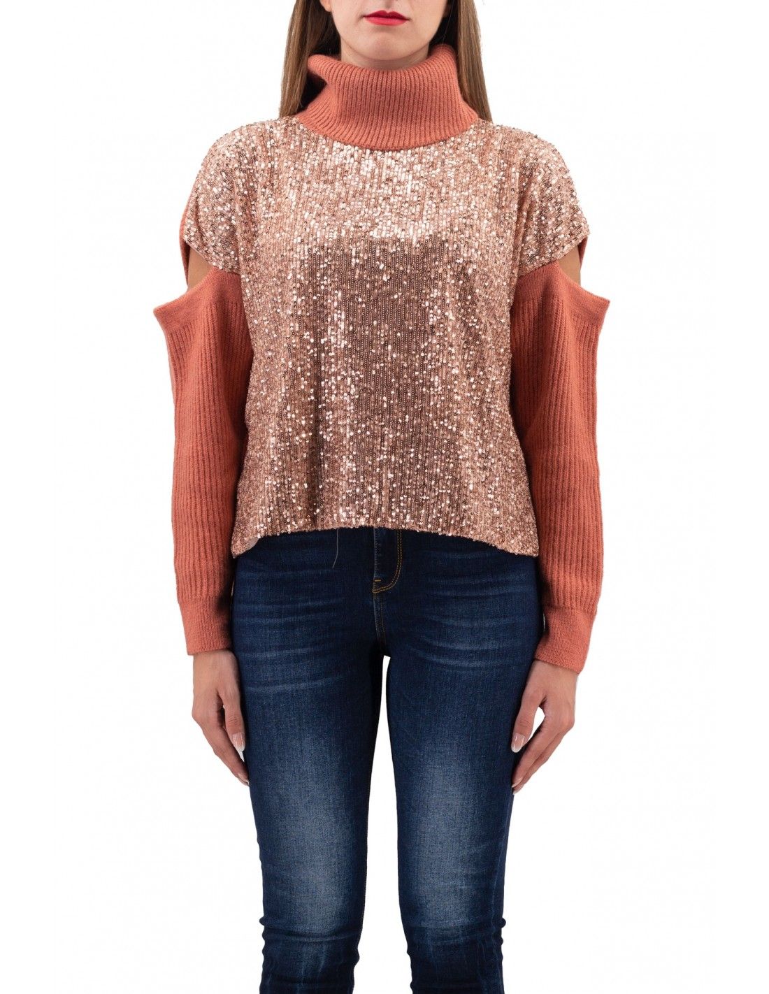 Pink Acrylic Women Sweater