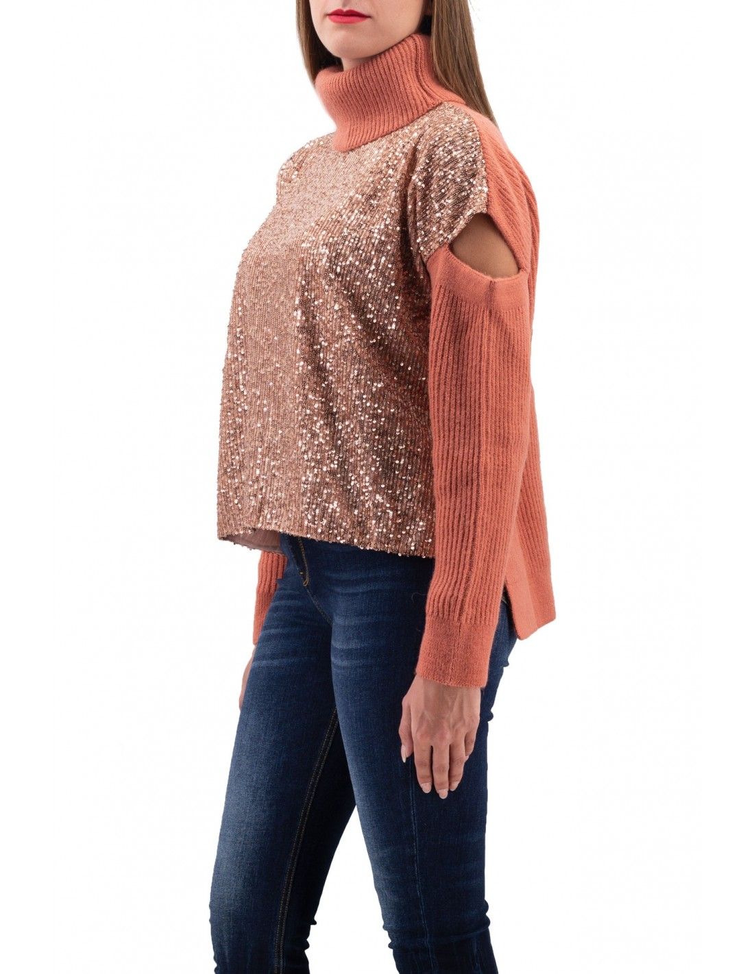 Pink Acrylic Women Sweater