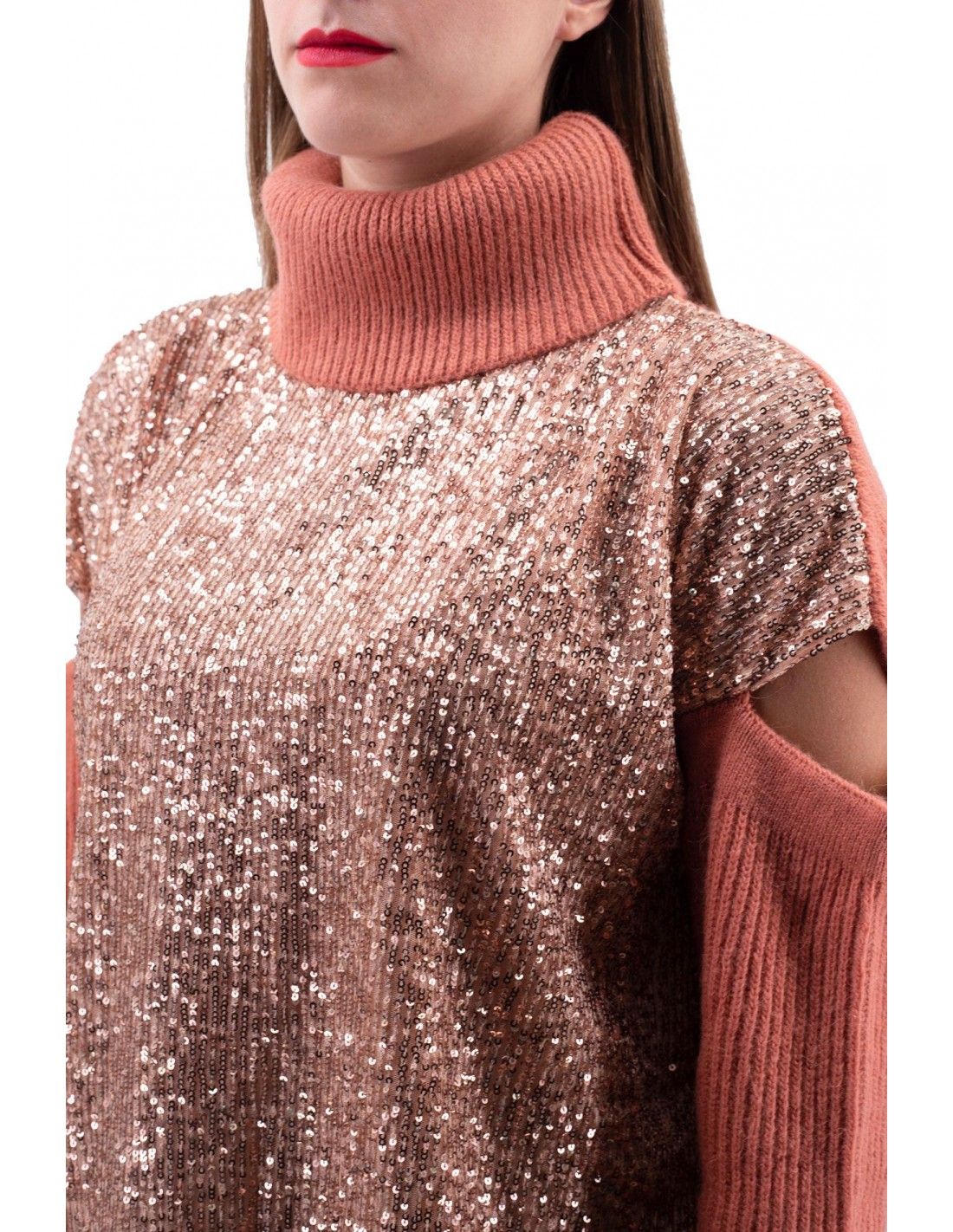 Pink Acrylic Women Sweater