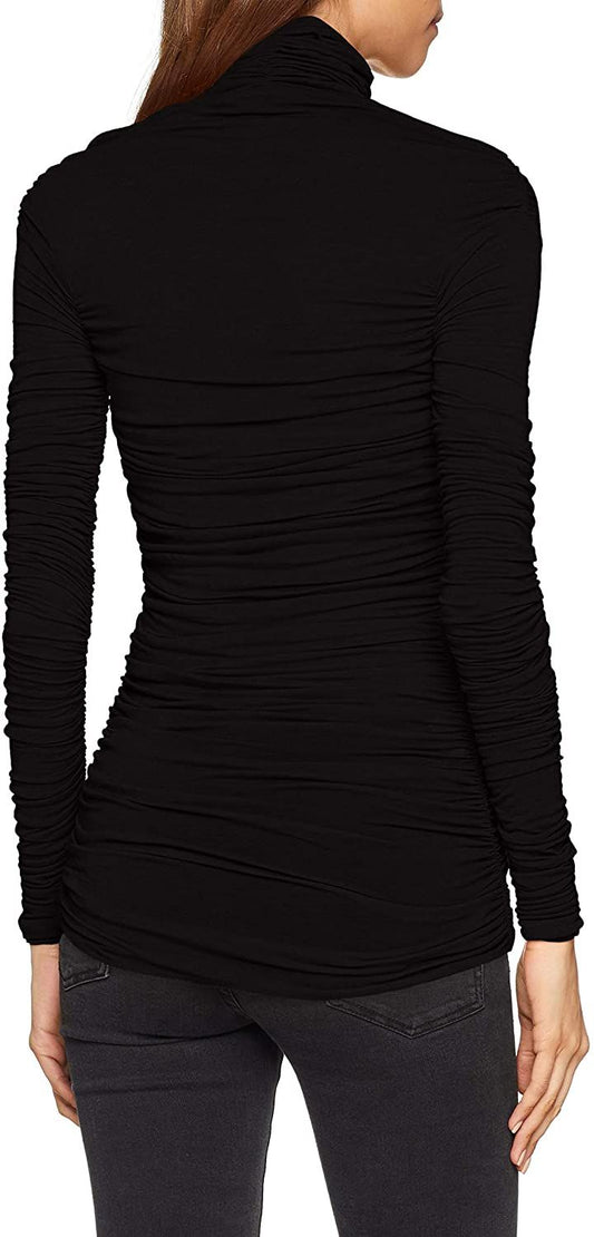 Elegant Maxi Sweater with High Collar & Ruffled Sleeves