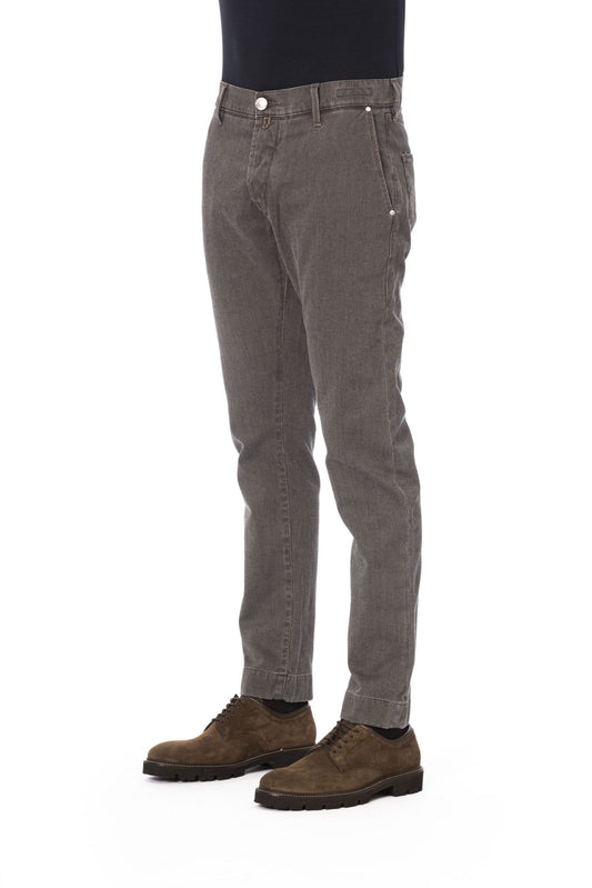 Brown Cotton Men Trouser