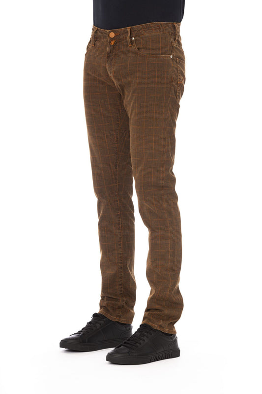 Orange Cotton Men Trouser