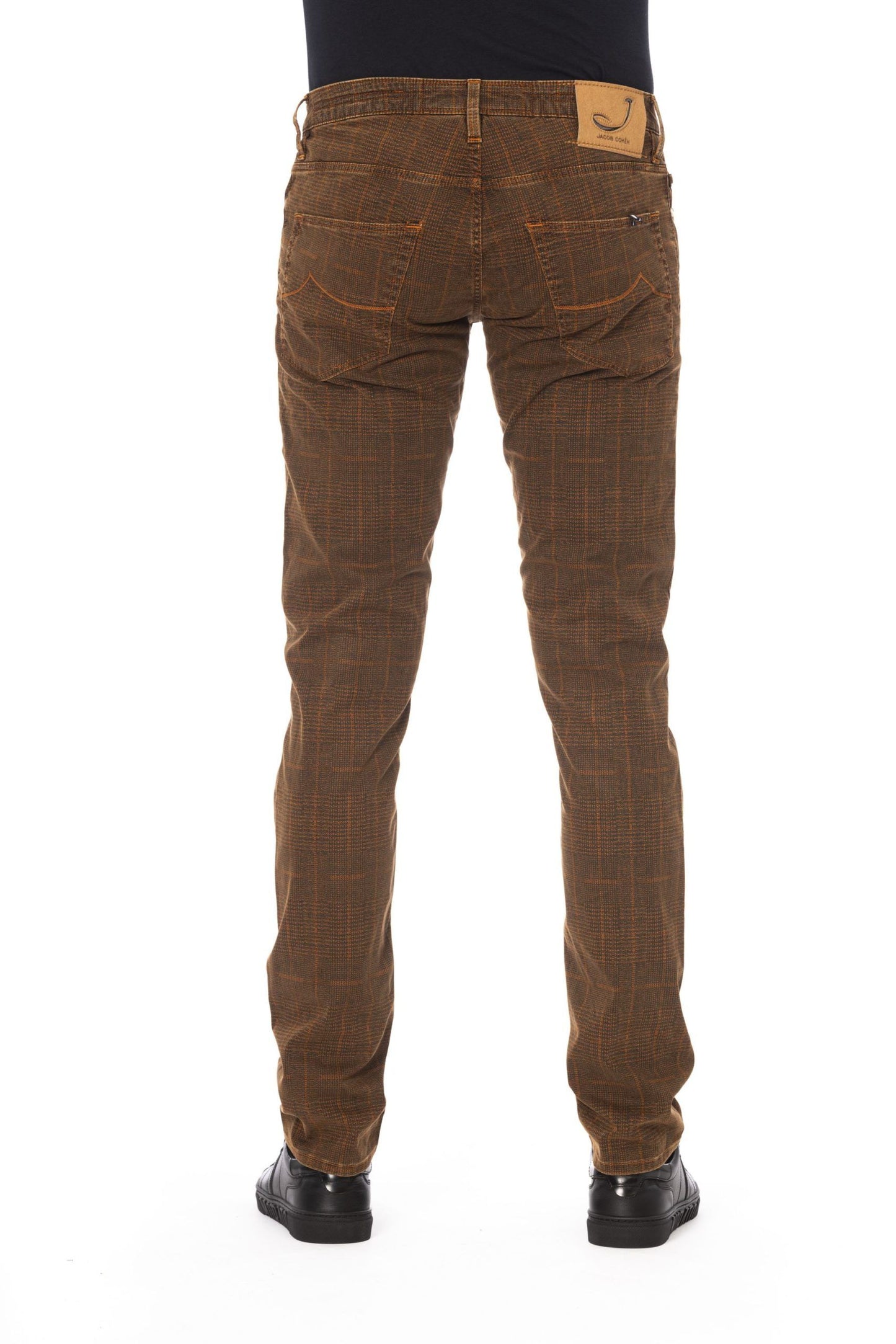 Orange Cotton Men Trouser