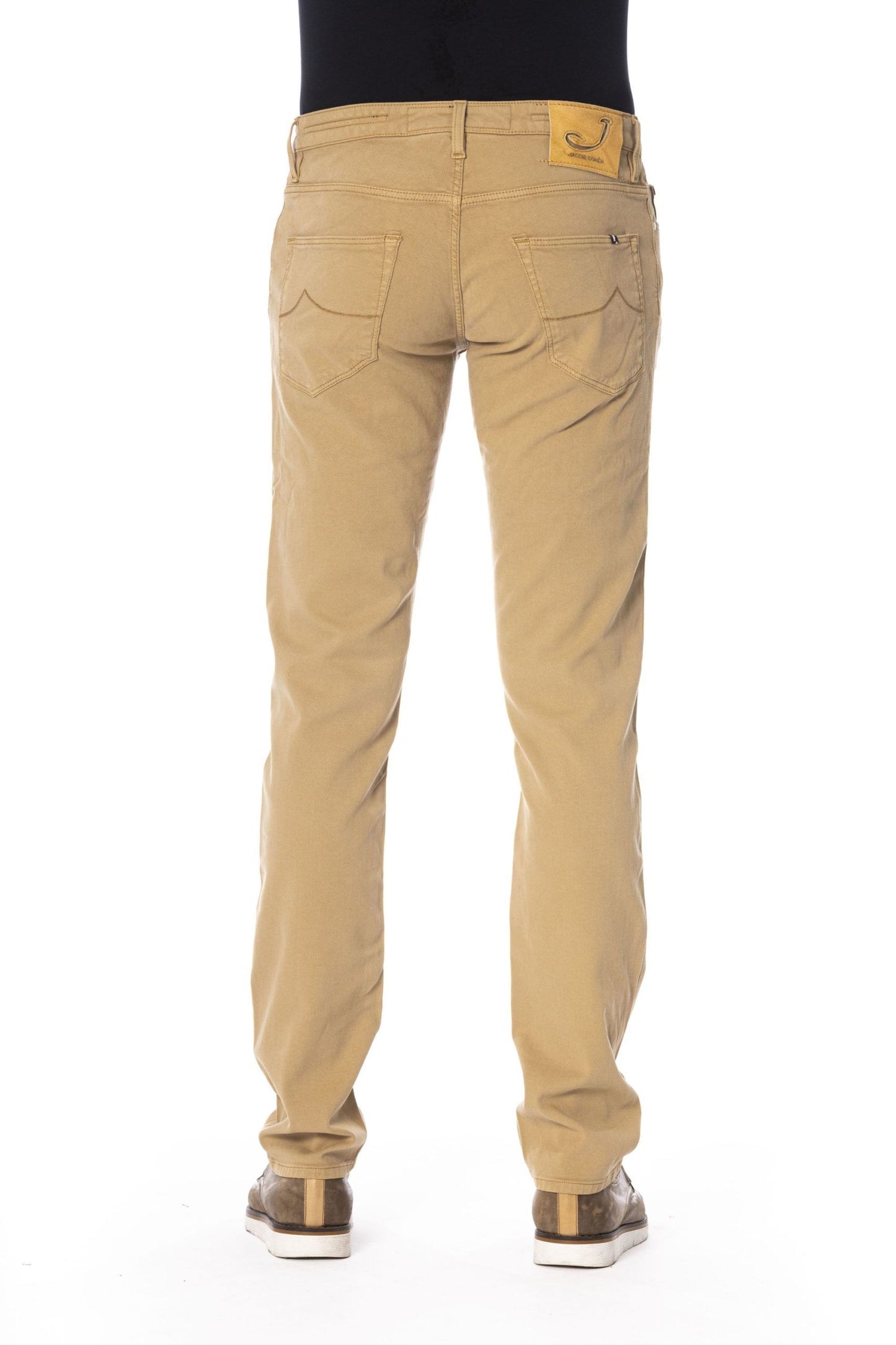 Beige Cotton Men Jeans