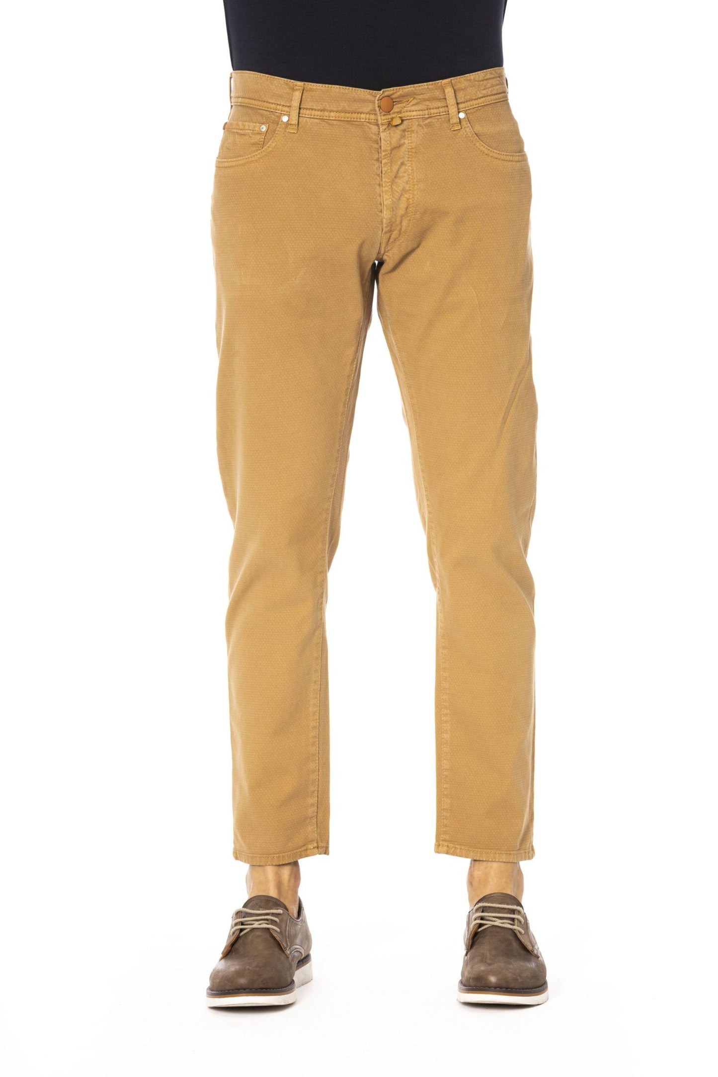 Beige Cotton Men Jeans