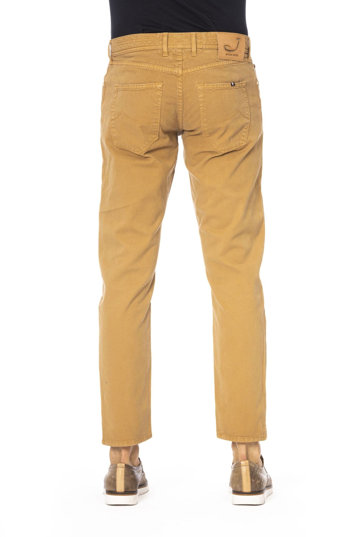 Beige Cotton Men Jeans
