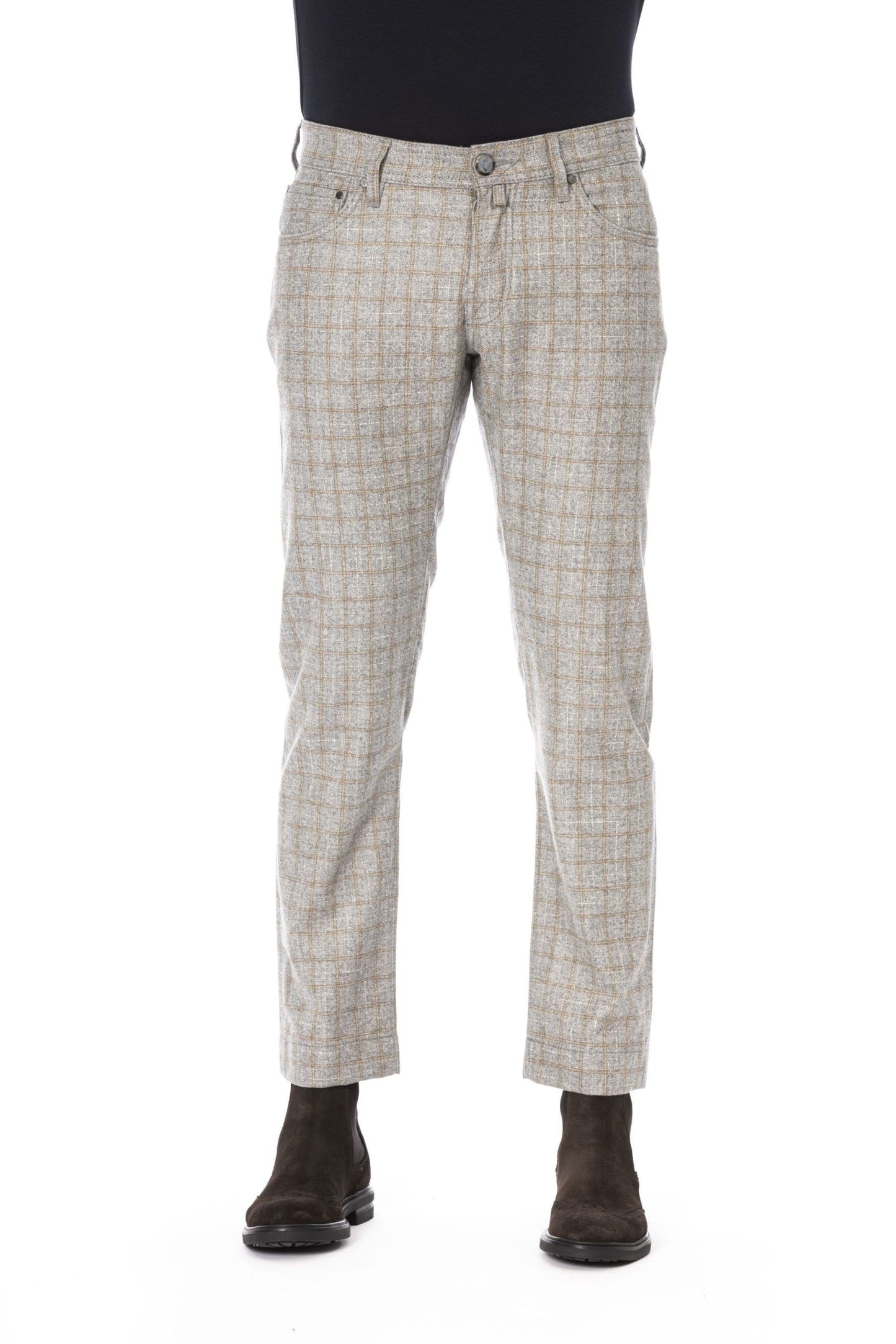 Gray Wool Men Trouser