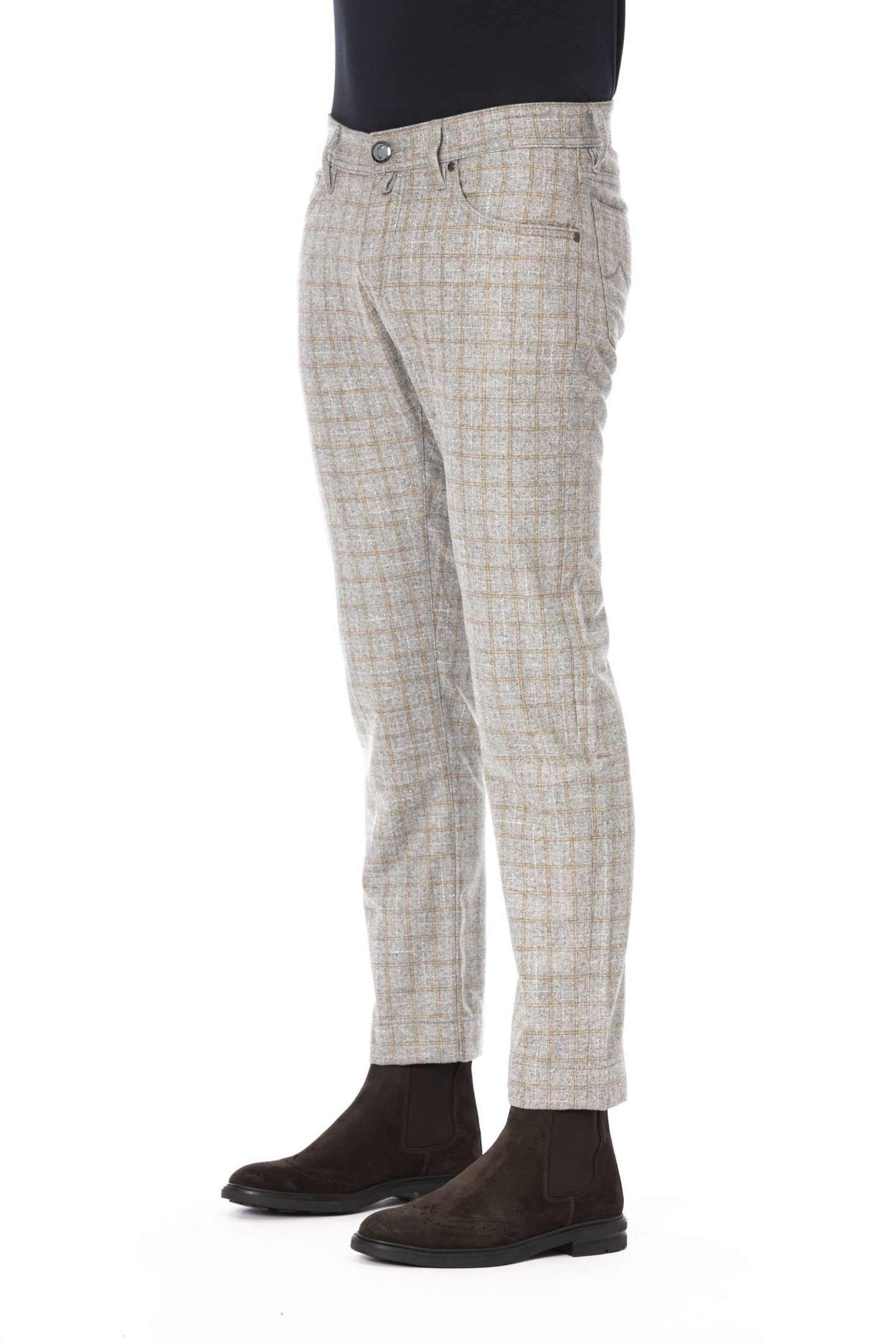 Gray Wool Men Trouser