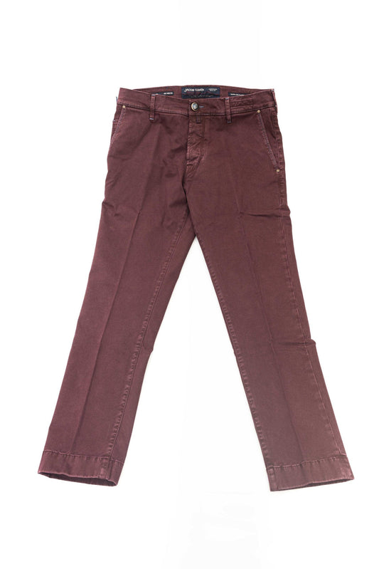Burgundy Cotton Men Chino Jeans