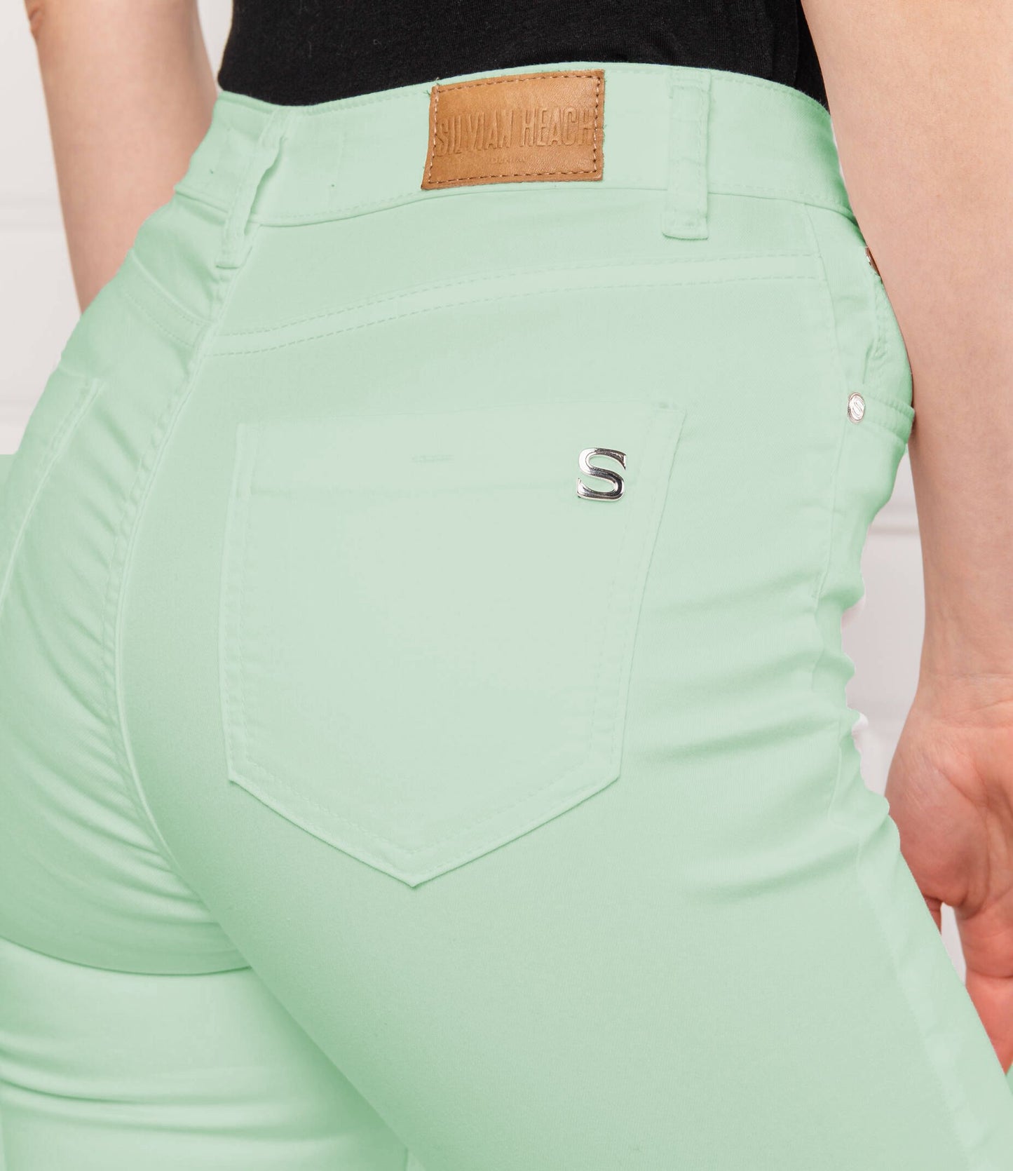 Light Green Cotton Women Jeans