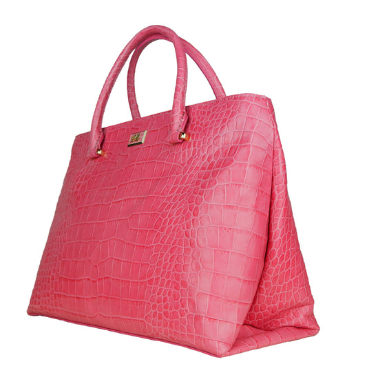 Pink Vitello Leather Women Handbag