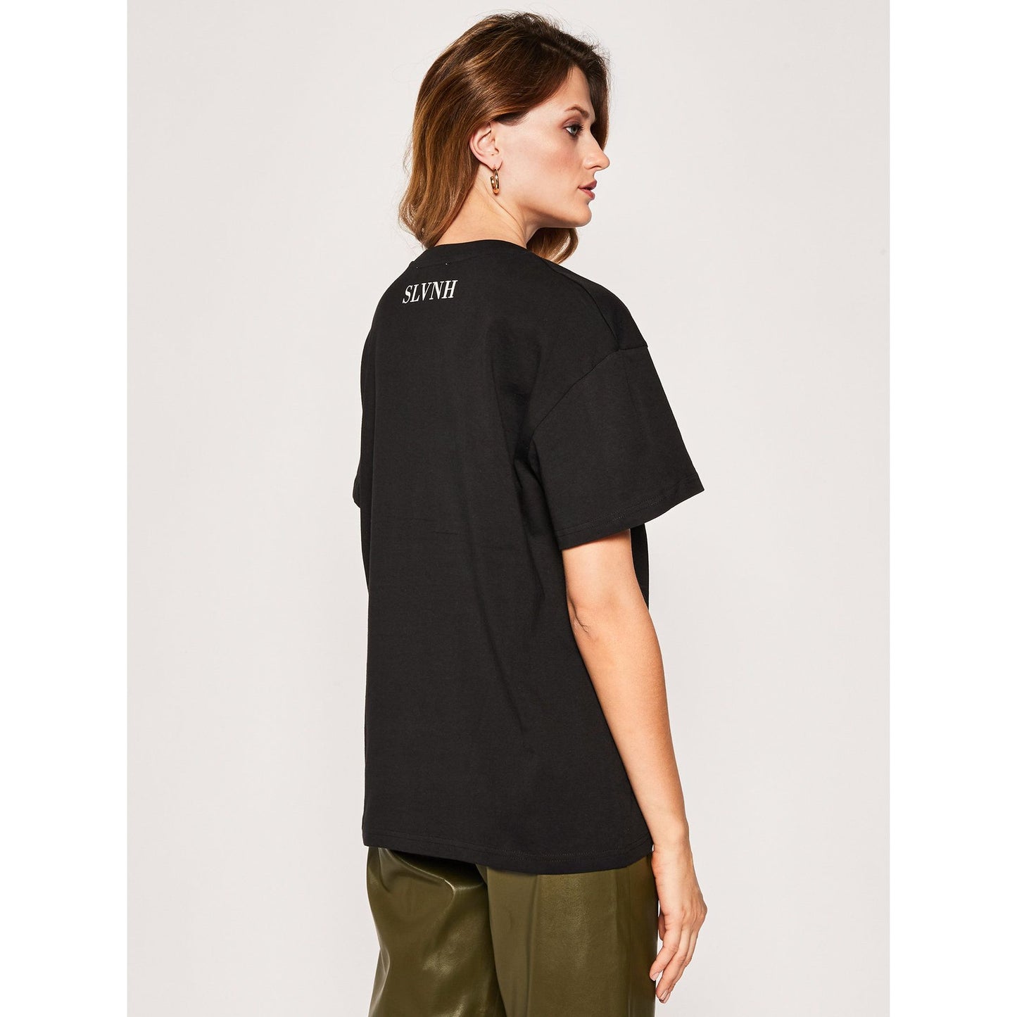 Black Cotton Women T-Shirt