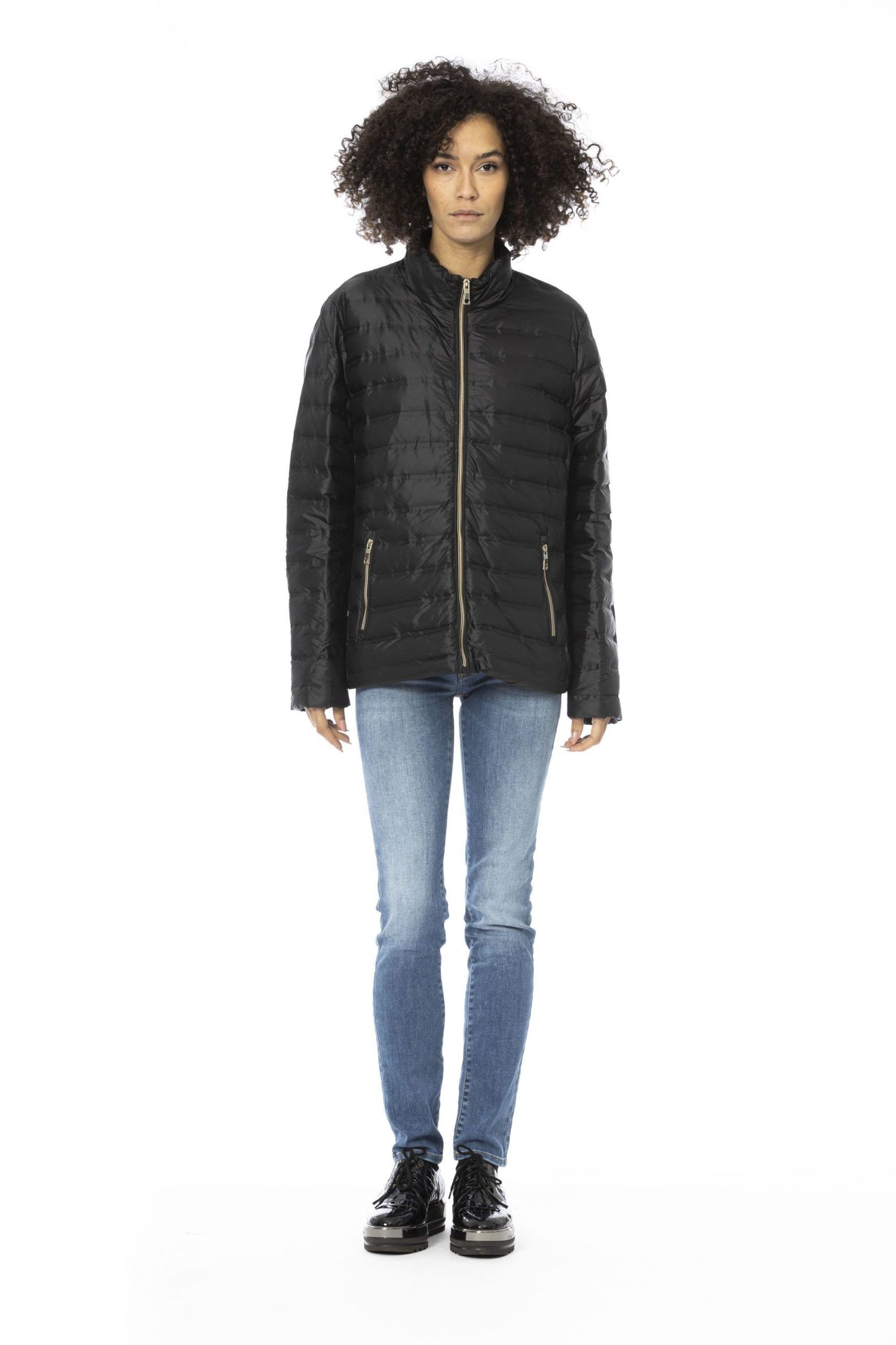 Black Polyester Women Jacket