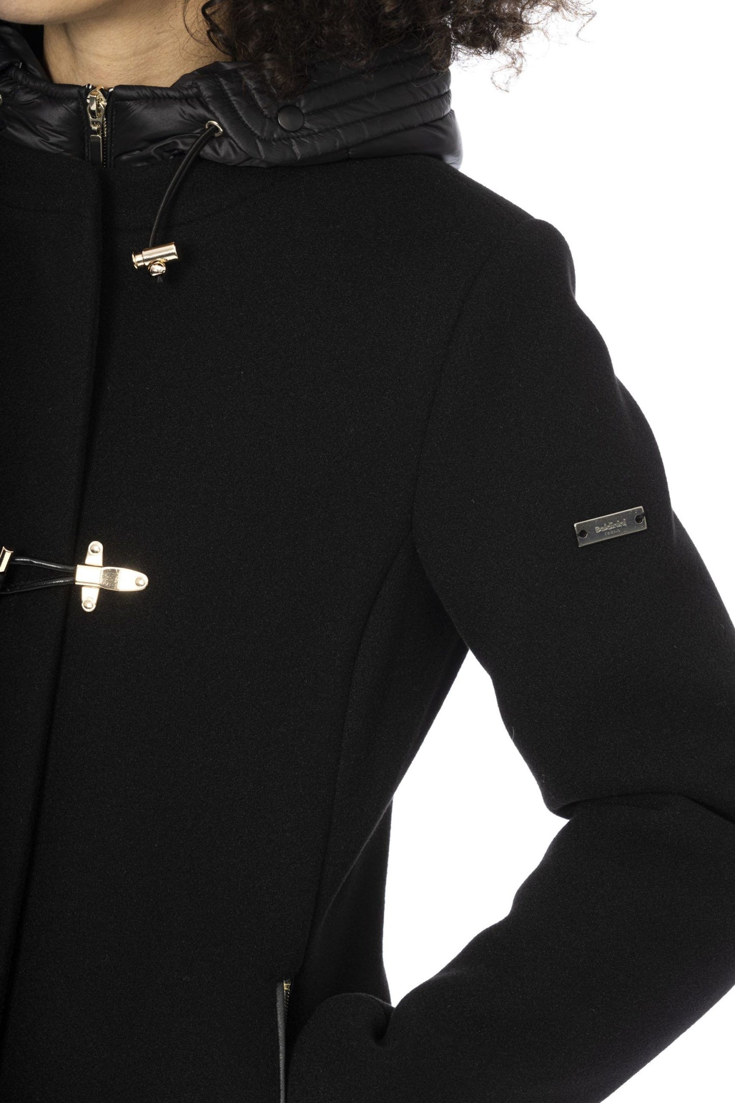 Black Polyester Women Parka