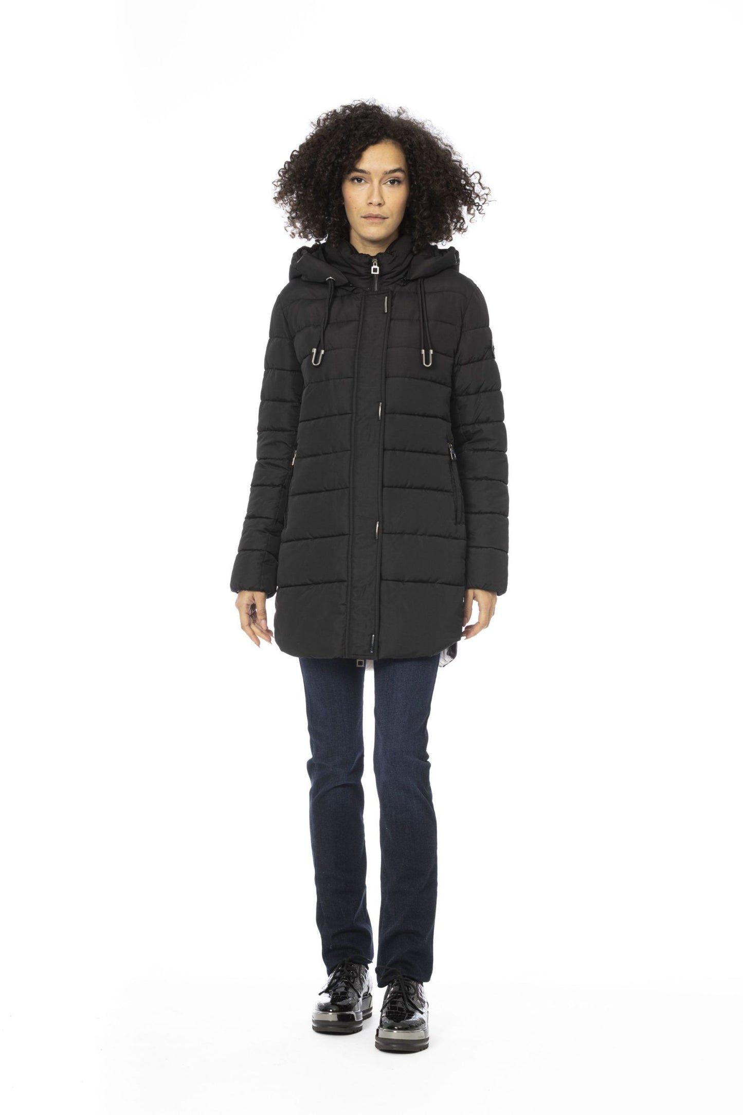 Black Polyester Women Jacket