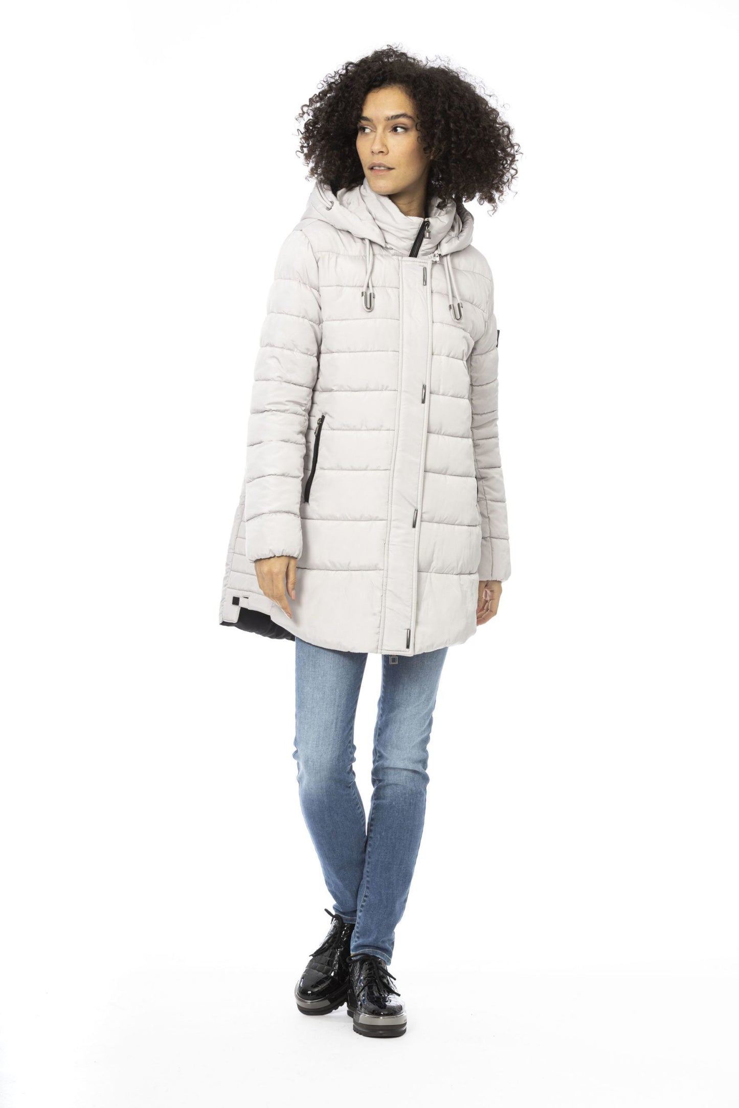 Silver Polyester Women Jacket