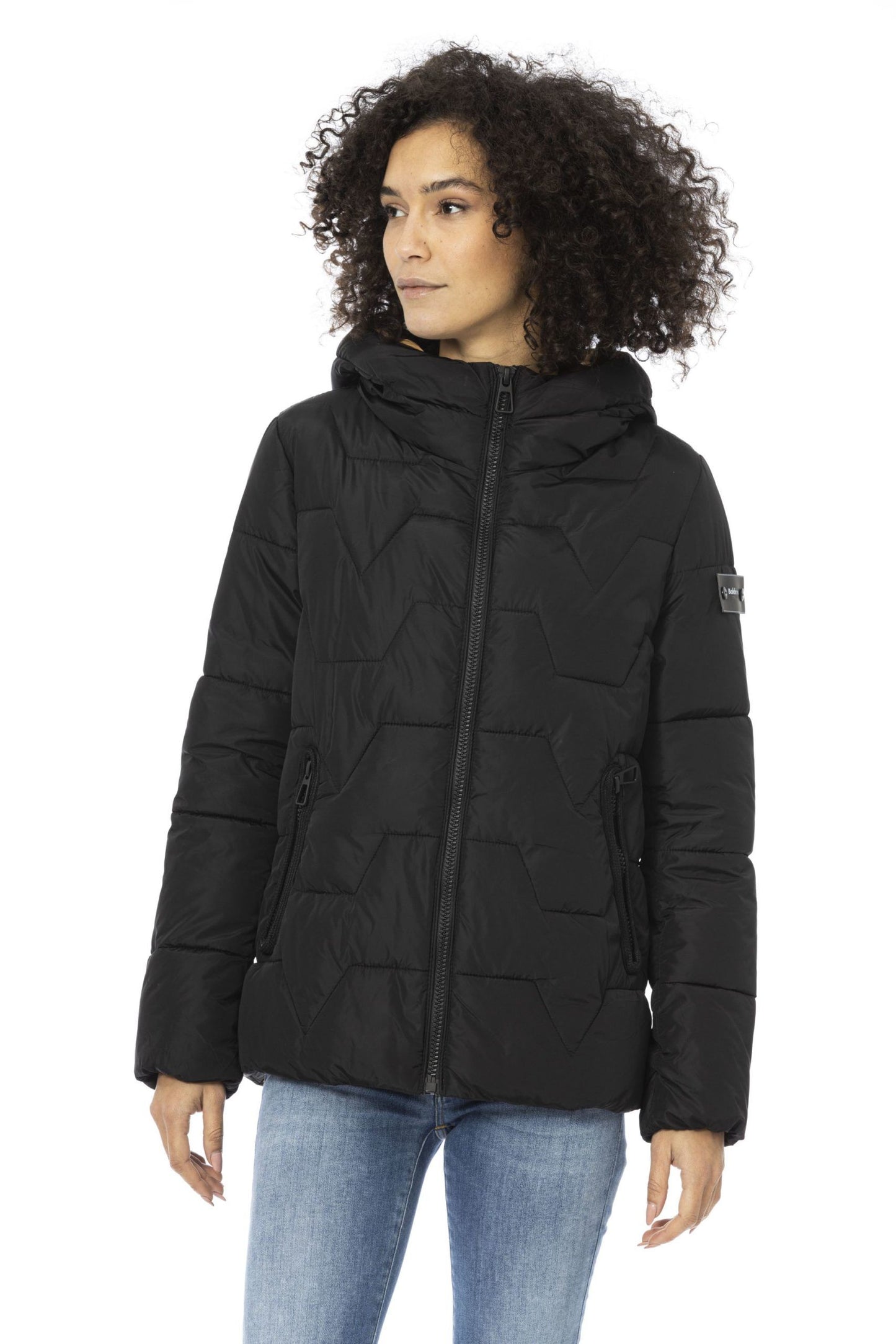Black Polyester Women Jacket