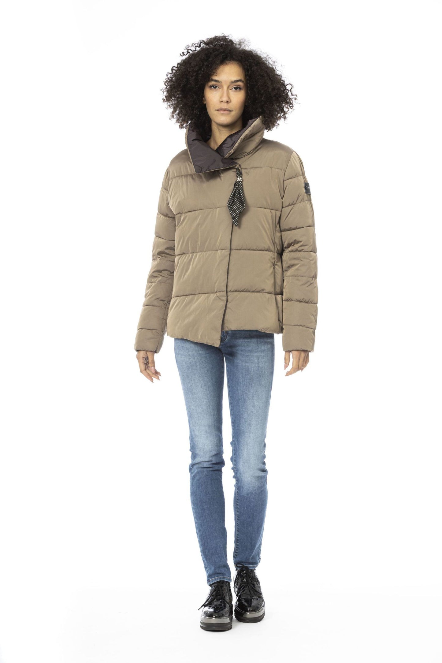 Beige Polyester Women Jacket