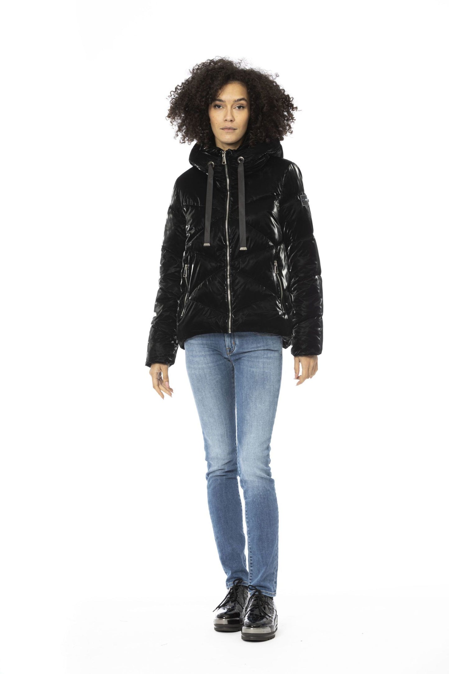 Black Polyester Women Jacket