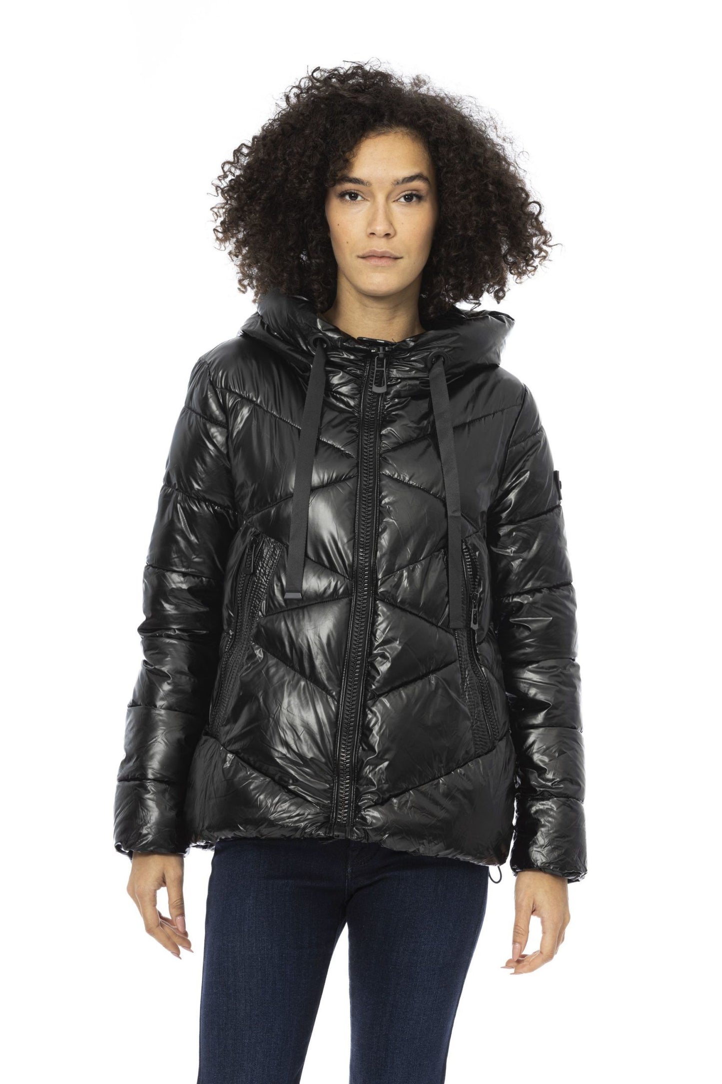 Black Polyester Women Jacket
