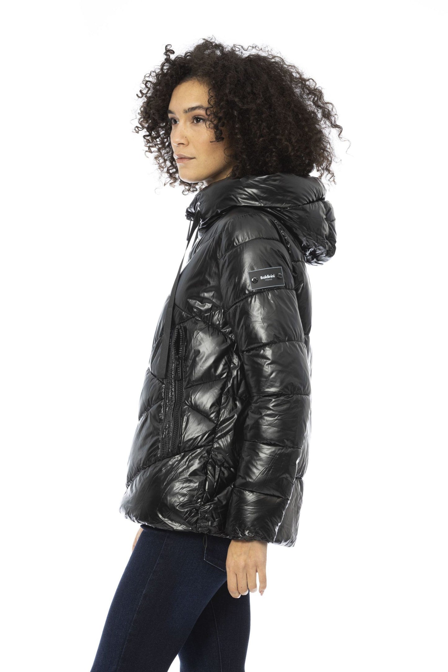 Black Polyester Women Jacket