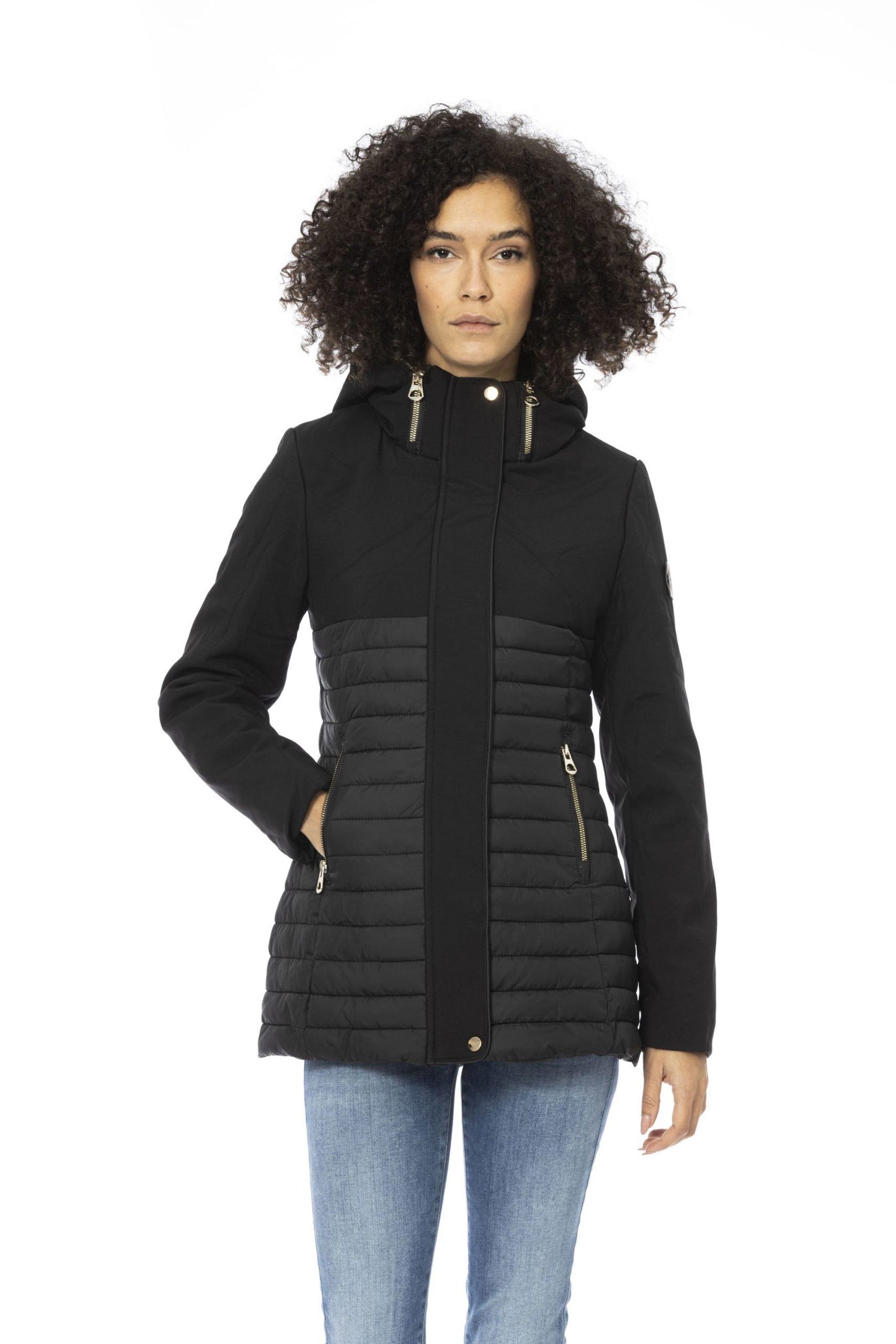 Black Polyester Women Jacket