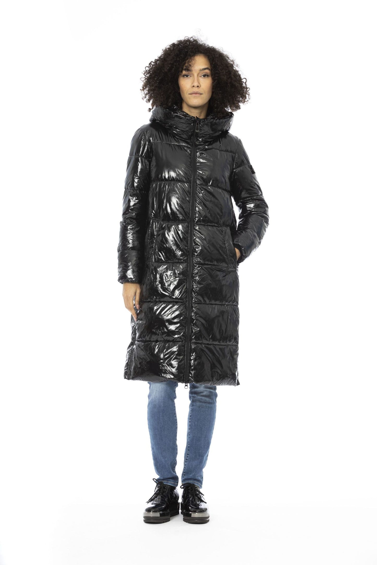Black Polyester Women Jacket