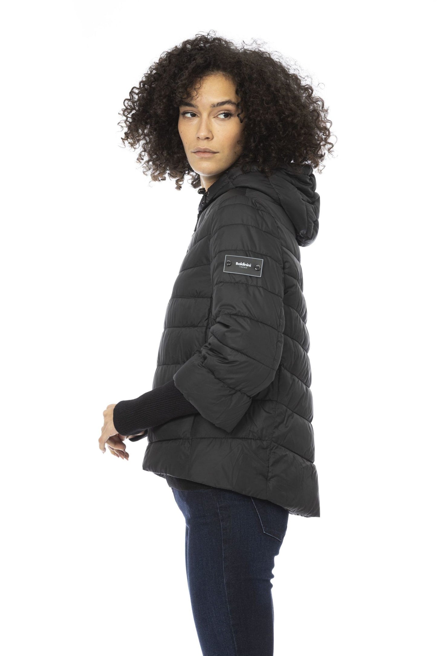 Black Polyester Women Jacket
