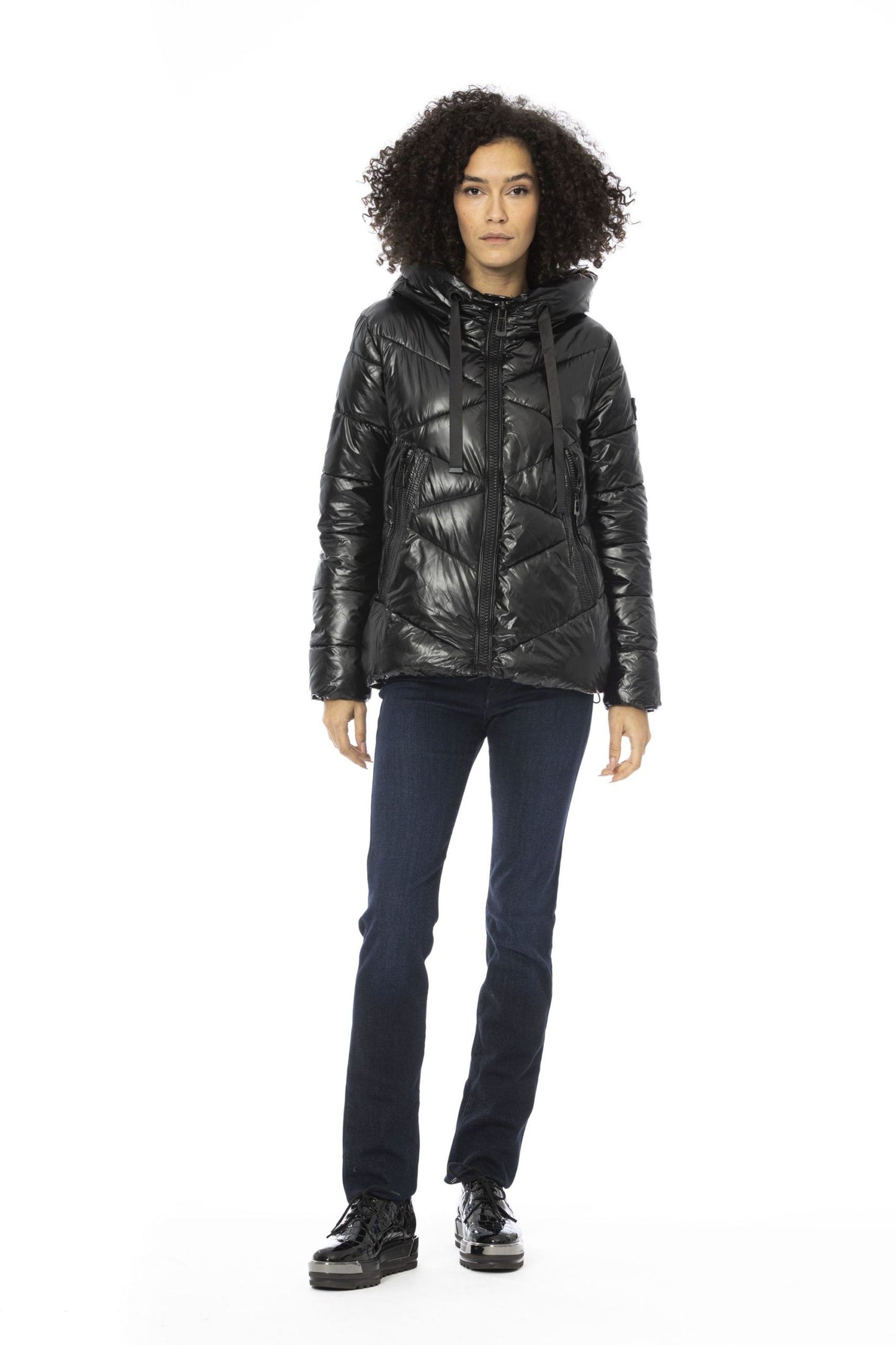 Black Polyester Women Jacket