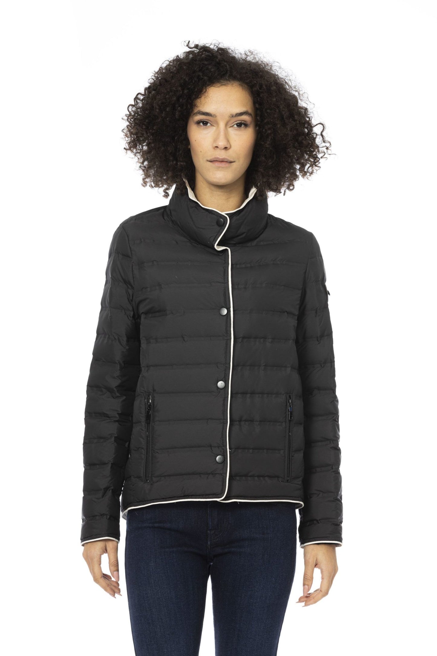 Black Polyester Women Jacket