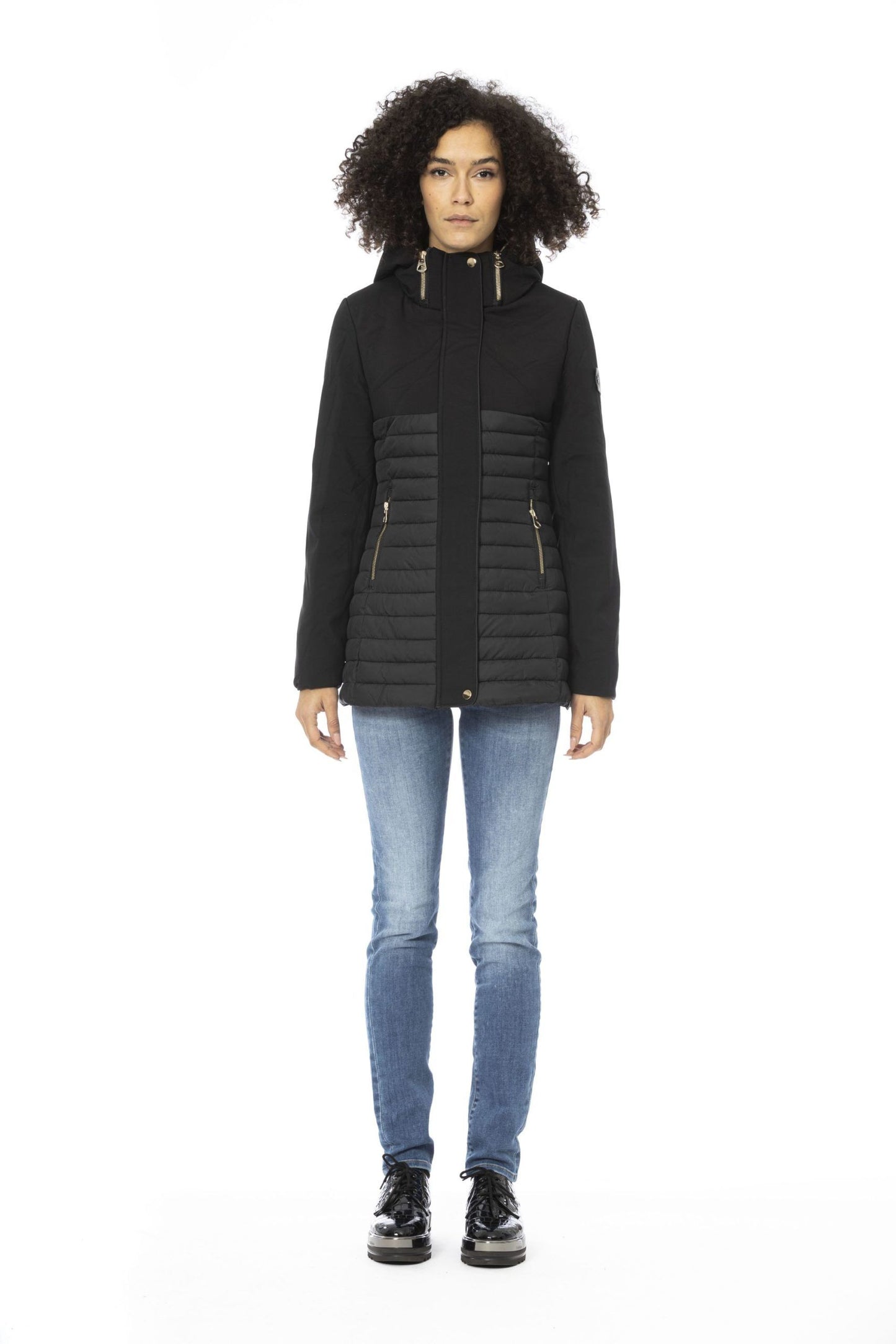 Black Polyester Women Jacket