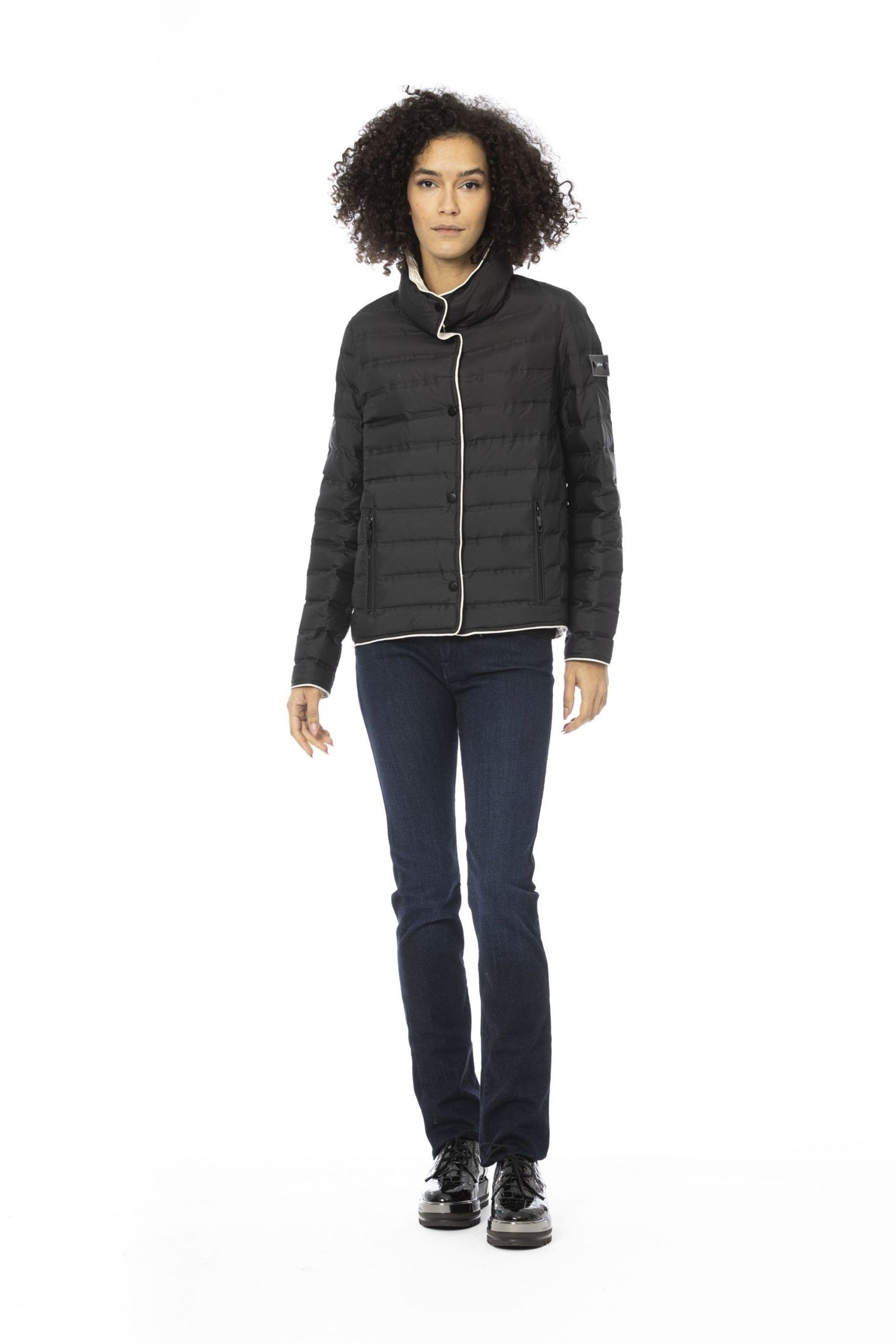 Black Polyester Women Jacket