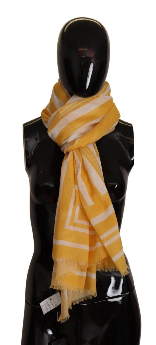 Elegant Striped Cotton Scarf with Logo Print