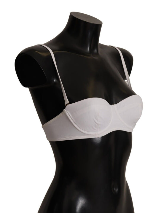 Chic White Nylon Balconette Bra