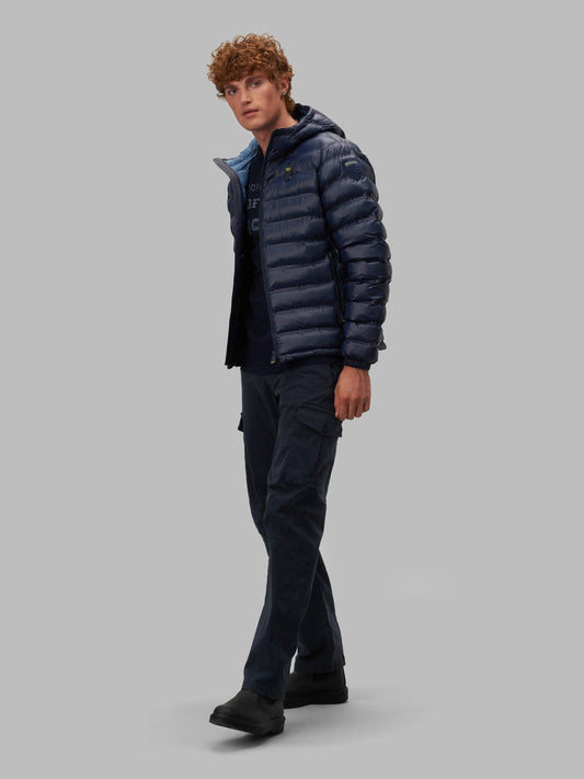 Blue Nylon Men Jacket