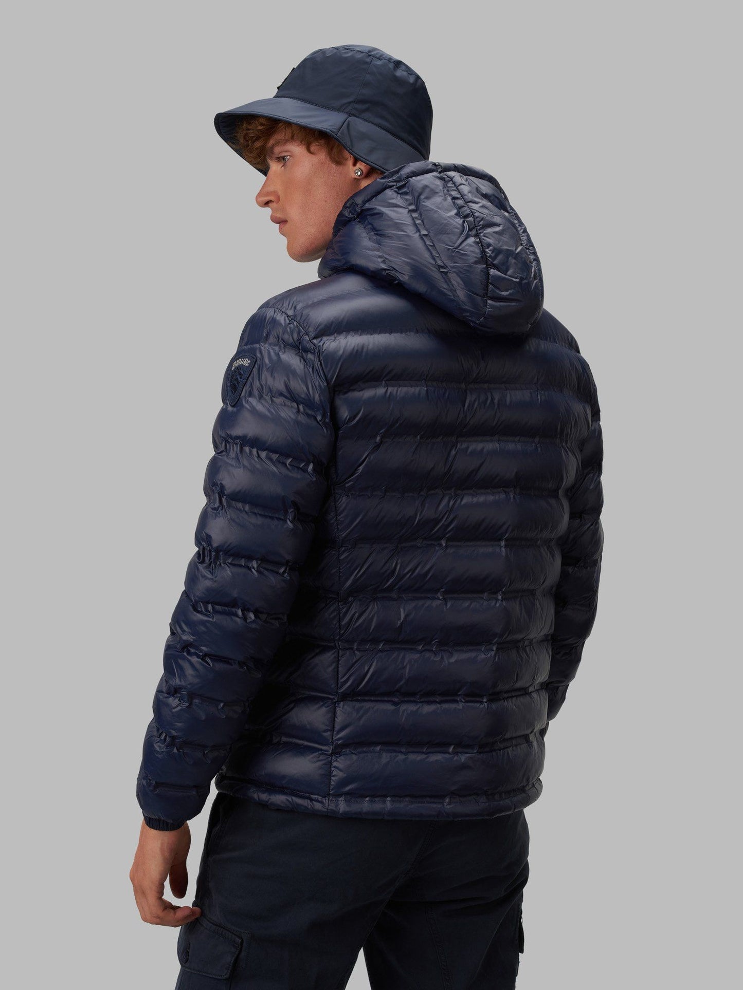 Blue Nylon Men Jacket