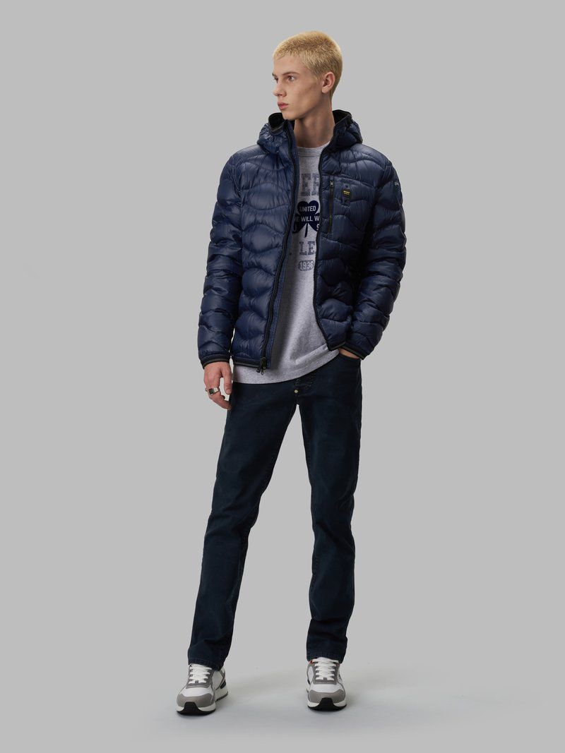 Blue Nylon Men Jacket