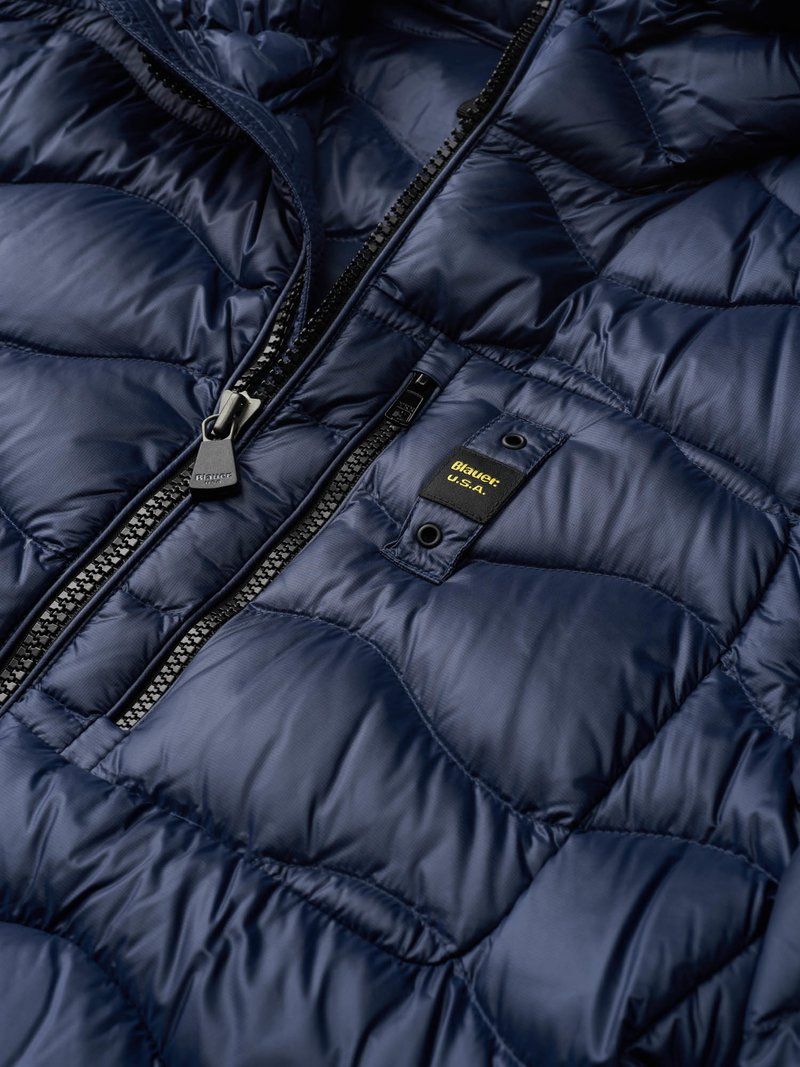 Blue Nylon Men Jacket