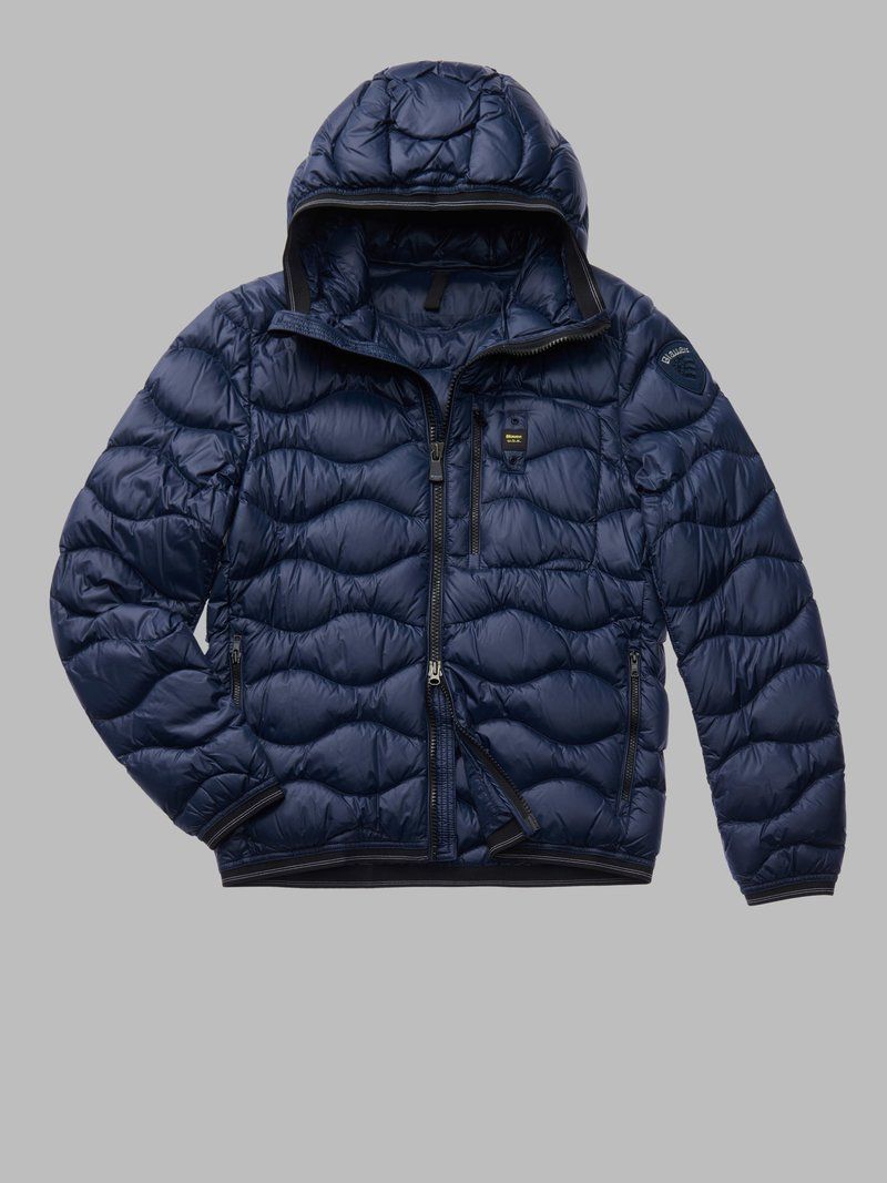 Blue Nylon Men Jacket
