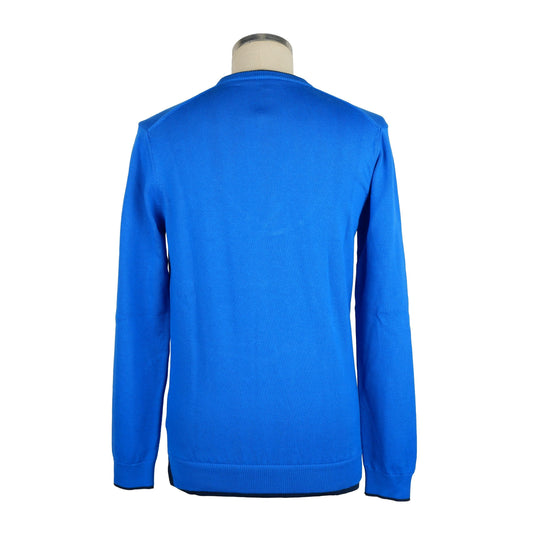 Light Blue Cotton Men Sweater