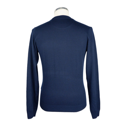 Blue Polyester Men Cardigan