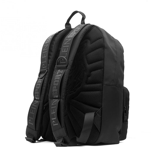 Black Polyester Men Backpack