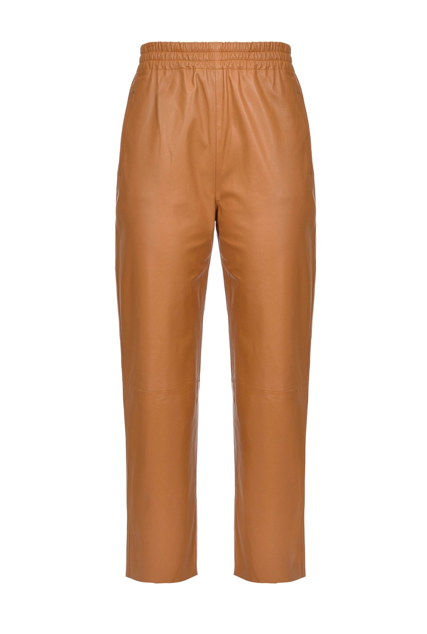 Brown Lamb Leather Women Trouser
